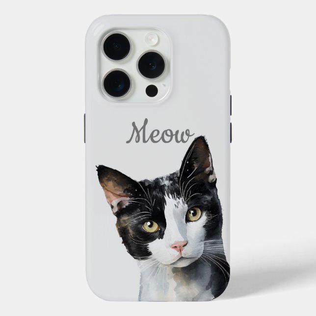 Black White Meow Cat  Case-Mate iPhone Case (Back)