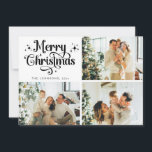 Black & White Merry Christmas Family Photo Collage Holiday Card<br><div class="desc">Celebrate the season with a Retro Black and White Merry Christmas holiday card! This stylish and chic design blends elegant, trendy elements with a classic touch. Perfect for sharing Christmas vibes with family and friends, this template allows you to create your own personalised card. Add your favourite family photo and...</div>