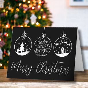 Black White Merry Christmas Holiday Card