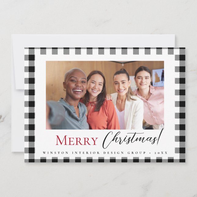 Black White Merry Christmas Photo Interior Design Holiday Card (Front)