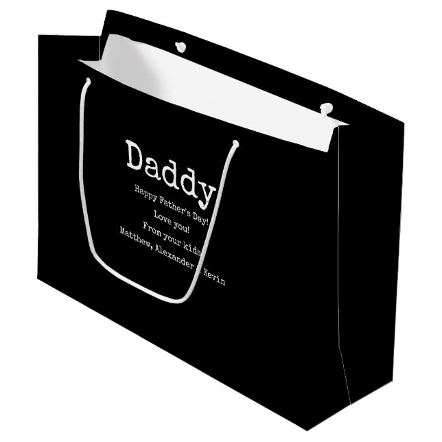 Black & White Message From your Kids Large Gift Bag (Front Angled)
