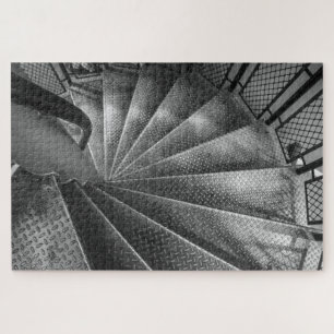 Black & White Metallic Optical Illusion Staircase Jigsaw Puzzle