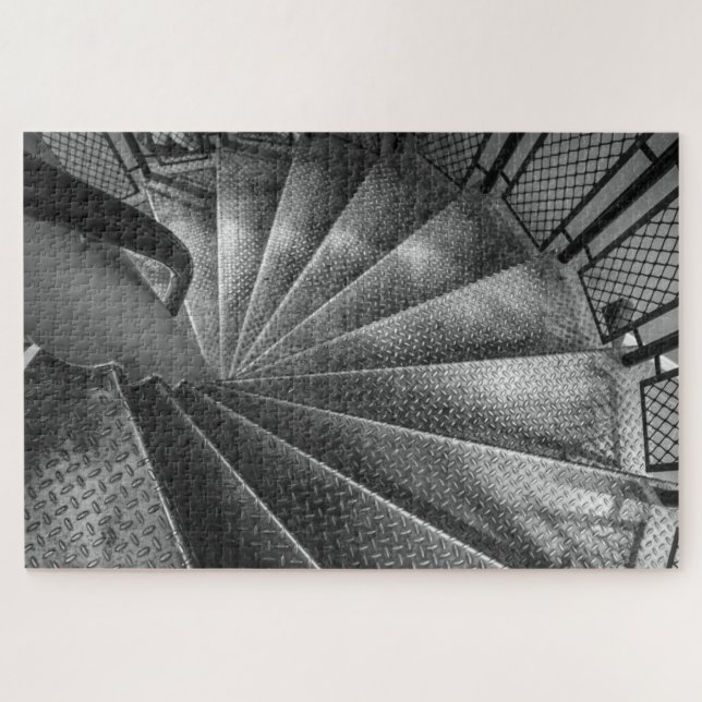 Black & White Metallic Optical Illusion Staircase Jigsaw Puzzle (Horizontal)