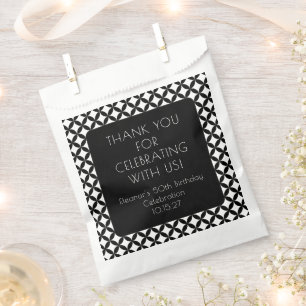 Black White Mid Century 50th Birthday Thank You Favour Bag