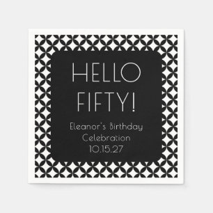 Black White Mid Century Mod 50th Birthday Custom Napkin