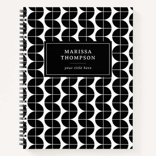 Black & White Mid Century Modern Abstract Custom Notebook (Front)