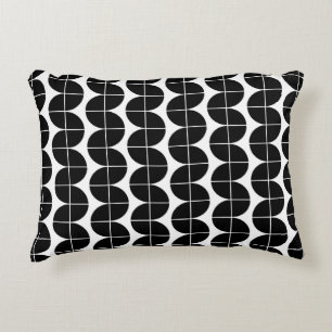 Black & White Mid Century Modern Abstract Pattern Decorative Cushion