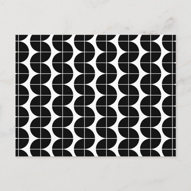 Black & White Mid Century Modern Abstract Pattern Holiday Postcard (Front)