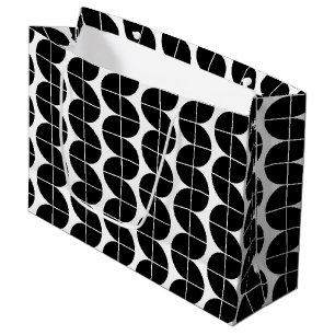 Black & White Mid Century Modern Abstract Pattern Large Gift Bag