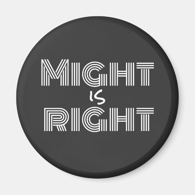 Black white Might is right inspirational quote  Magnet (Front)