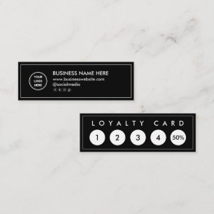 Black White Mini Chic Modern Minimalist Loyalty Card