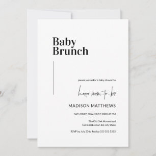 Black & White Minimal Baby Brunch Baby Shower Invitation