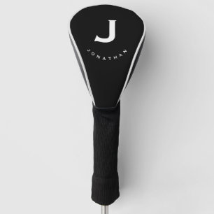 Black White Minimal Classic Monogram Golf Head Cover