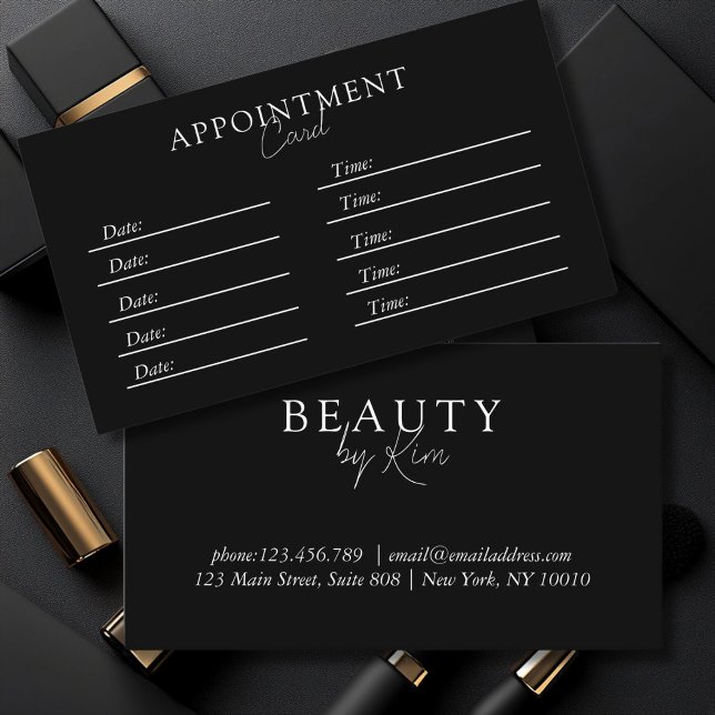 Black & White, Minimal Elegant, Salon Appointment Card (Black & White, Minimal, Trendy, Elegant, Salon Appointment Card)