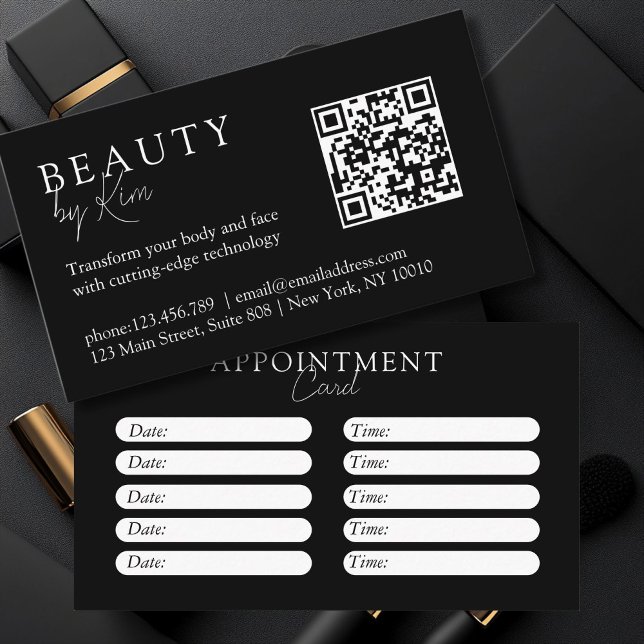 Black & White, Minimal, Elegant, Salon Appointment Card (Black & White, Minimal, Elegant, Salon Appointment Card)