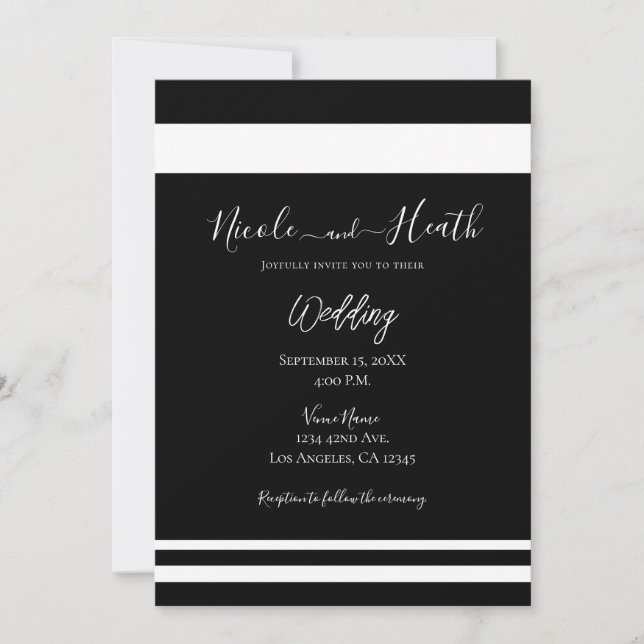 Black & White Minimal Minimal Chic Wedding Invitation (Front)