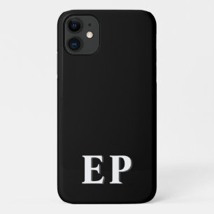 Black & White   Minimal Modern Initial Monogram iPhone 11 Case