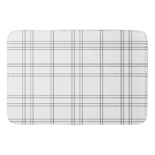Black & White Minimal Modern Plaid Clean Pattern Bath Mat