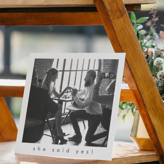 Black White Minimal Photo Engagement She Said Yes Save The Date (Creator Uploaded)