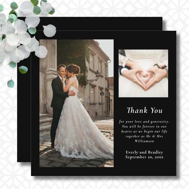 Black White Minimal Photo Wedding Thank You Card  (Creator Uploaded)