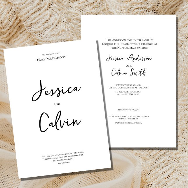 Black White Minimal Religious Wedding Invitation  (Creator Uploaded)
