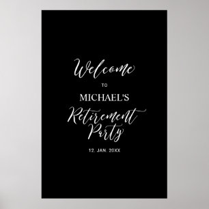 Black & White Minimal Retirement Party Welcome Poster