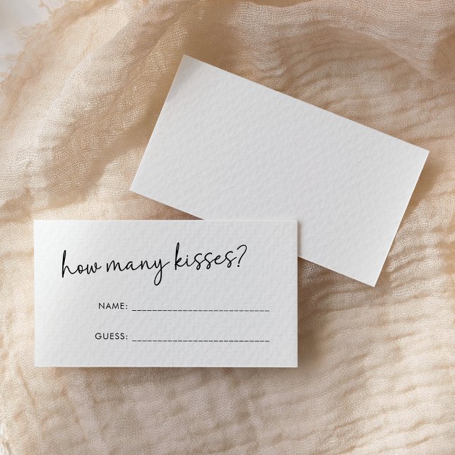Black & White Minimal Script How Many Kisses Game Enclosure Card (Creator Uploaded)