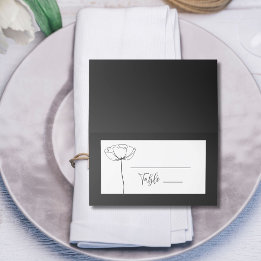Black White Minimal Sophisticated Elegant Script Place Card