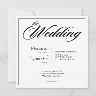 Black & White Minimal Square Wedding Invitation