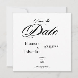 Black & White Minimal Square Wedding Save the Date Card