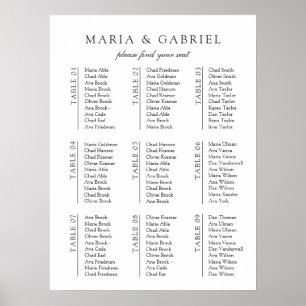 Black white. Minimal stylish Wedding Seating Chart