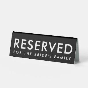Black & White Minimal Wedding Reserved Sign