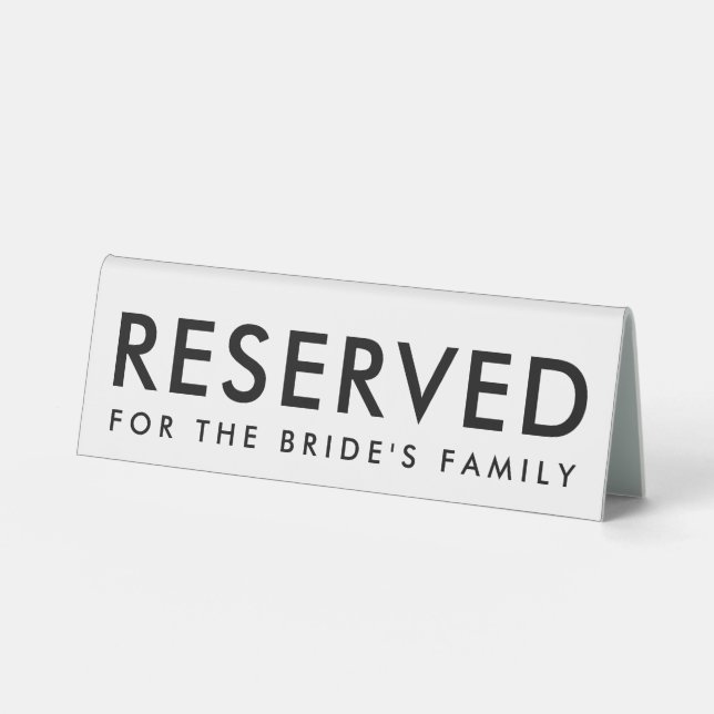 Black & White Minimal Wedding Reserved Sign (Front)
