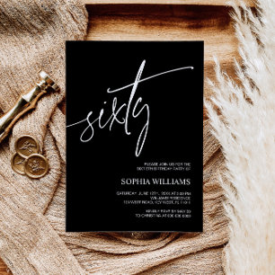 Black & White Minimalist 60th Birthday Invitation