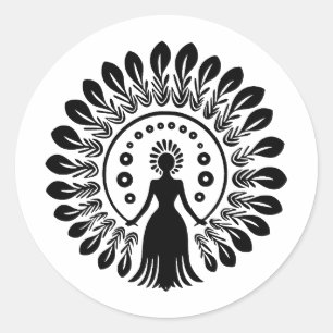 Black & White Minimalist Boho Design Classic Round Sticker