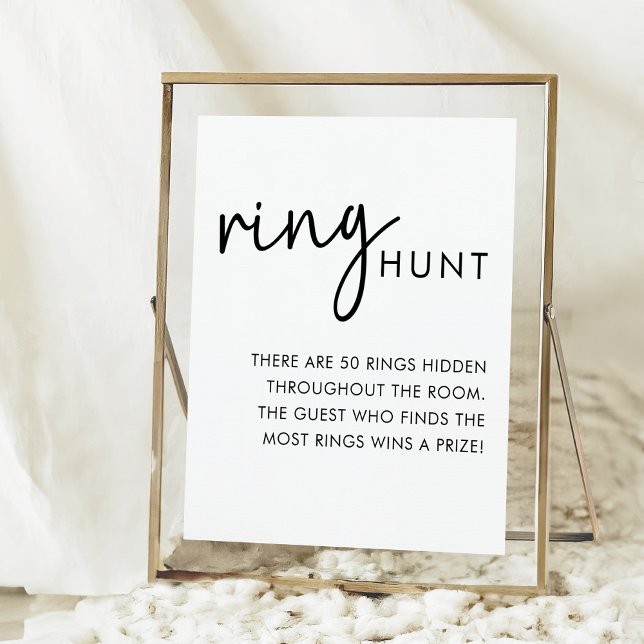 Black & White Minimalist Bridal Shower Ring Hunt Poster (Creator Uploaded)