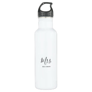 Black White Minimalist Calligraphy Bridal Shower   710 Ml Water Bottle