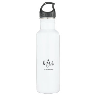 Black White Minimalist Calligraphy Bridal Shower   710 Ml Water Bottle