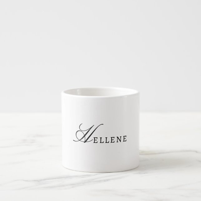 Black White  Minimalist & Chic Monogram Espresso Cup (Front)