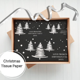 Black White Minimalist Christmas Trees Tissue Paper