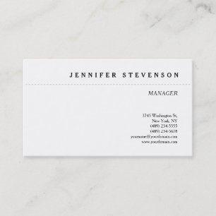Black & White Minimalist Elegant Plain Classical Business Card
