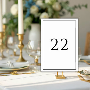 Black & White Minimalist Elegant Wedding Table Number
