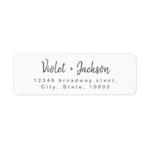 Black white minimalist handwritten script address return address label