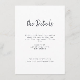 Black white minimalist handwritten script wedding enclosure card
