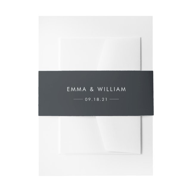 Black & White Minimalist Invitation Belly Band 01 (Front Example)