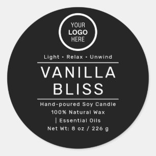 Black White Minimalist Label Handmade Soy Candles