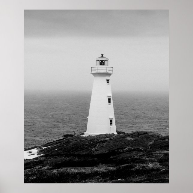Black White Minimalist Lighthouse Poster (Front)