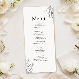 Black & White Minimalist Line Art Wedding Menu