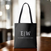 Black White Minimalist Modern Monogram Elegant