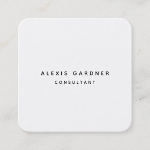 Black White Minimalist Modern Professional Simple Square Business Card